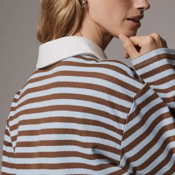 NEW! ENGLISH FACTORY Anthropologie Long Sleeve Striped Rugby Polo Shirt XS. - Picture 3 of 9